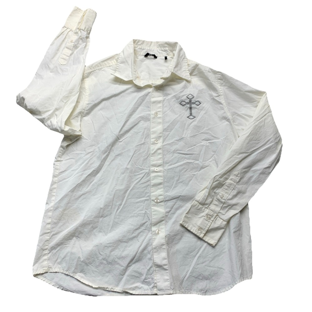 LL Cool J RESPECT Mens Vintage Hip Hop Button Down Shirt Size Large  Studs Cross